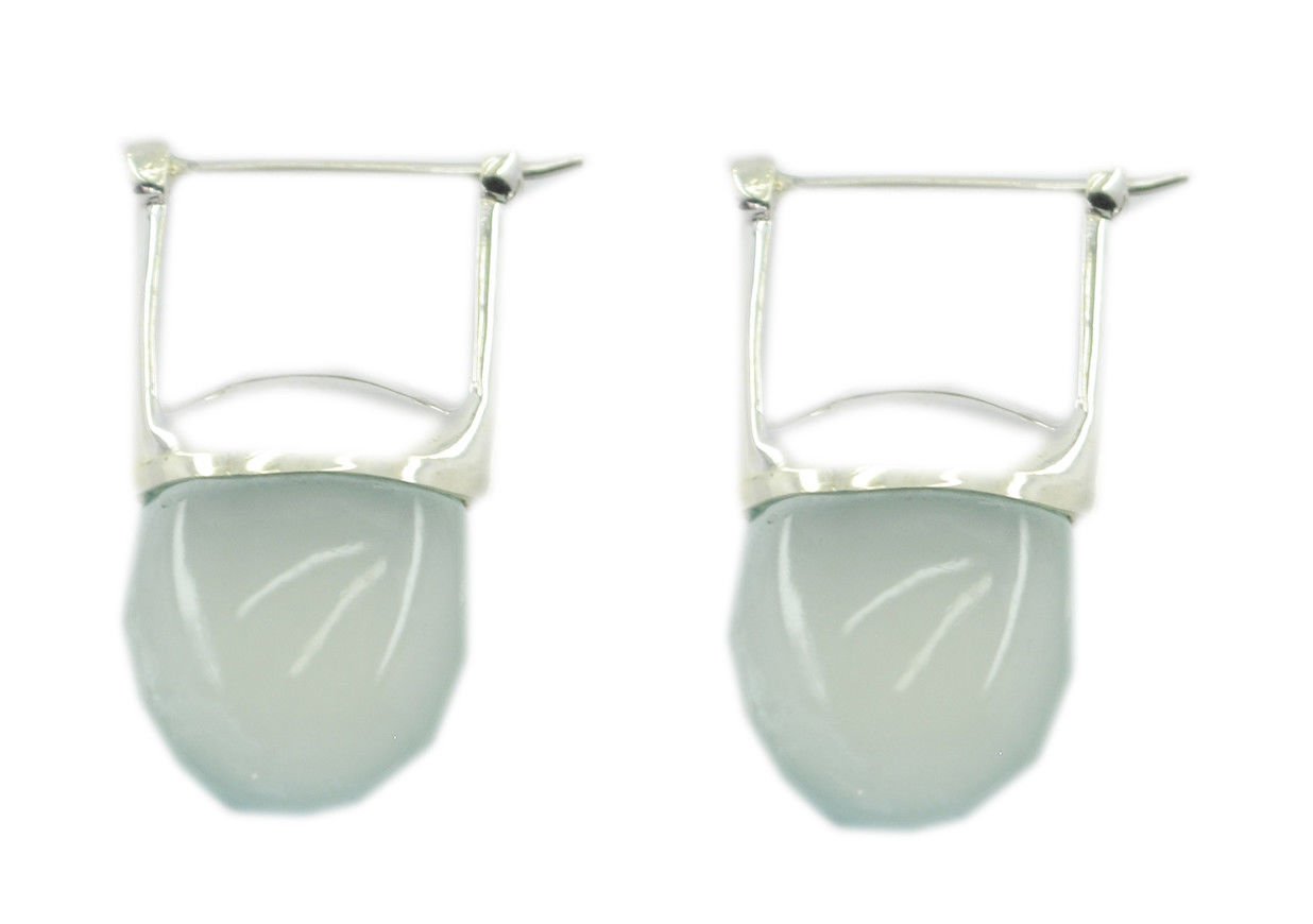 splendid Aqua Chalcedony 925 Sterling Silver Blue Earring Natural exporter US