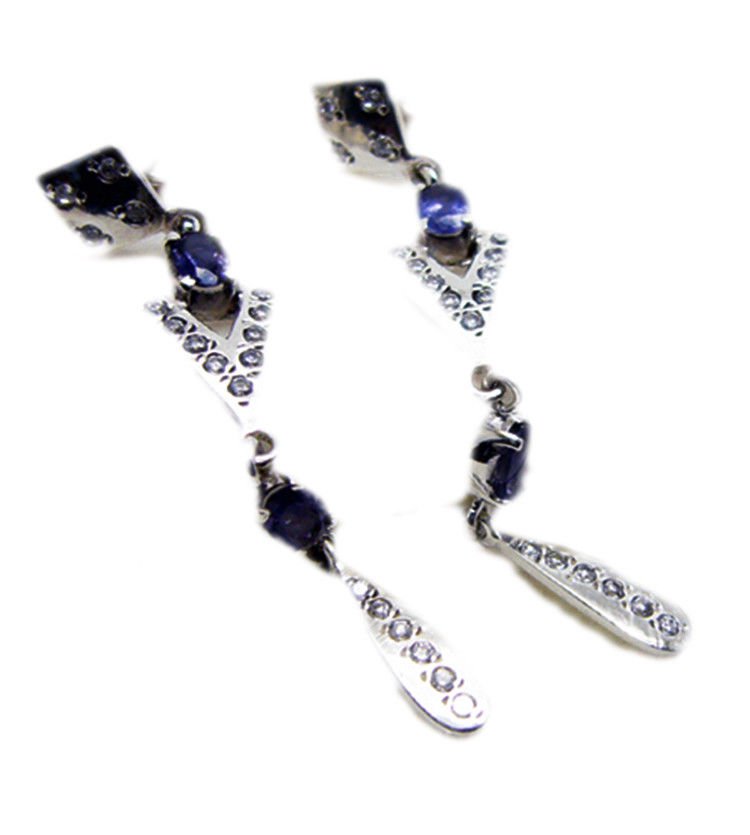 comely Iolite 925 Sterling Silver Blue Earring genuine ordinary US