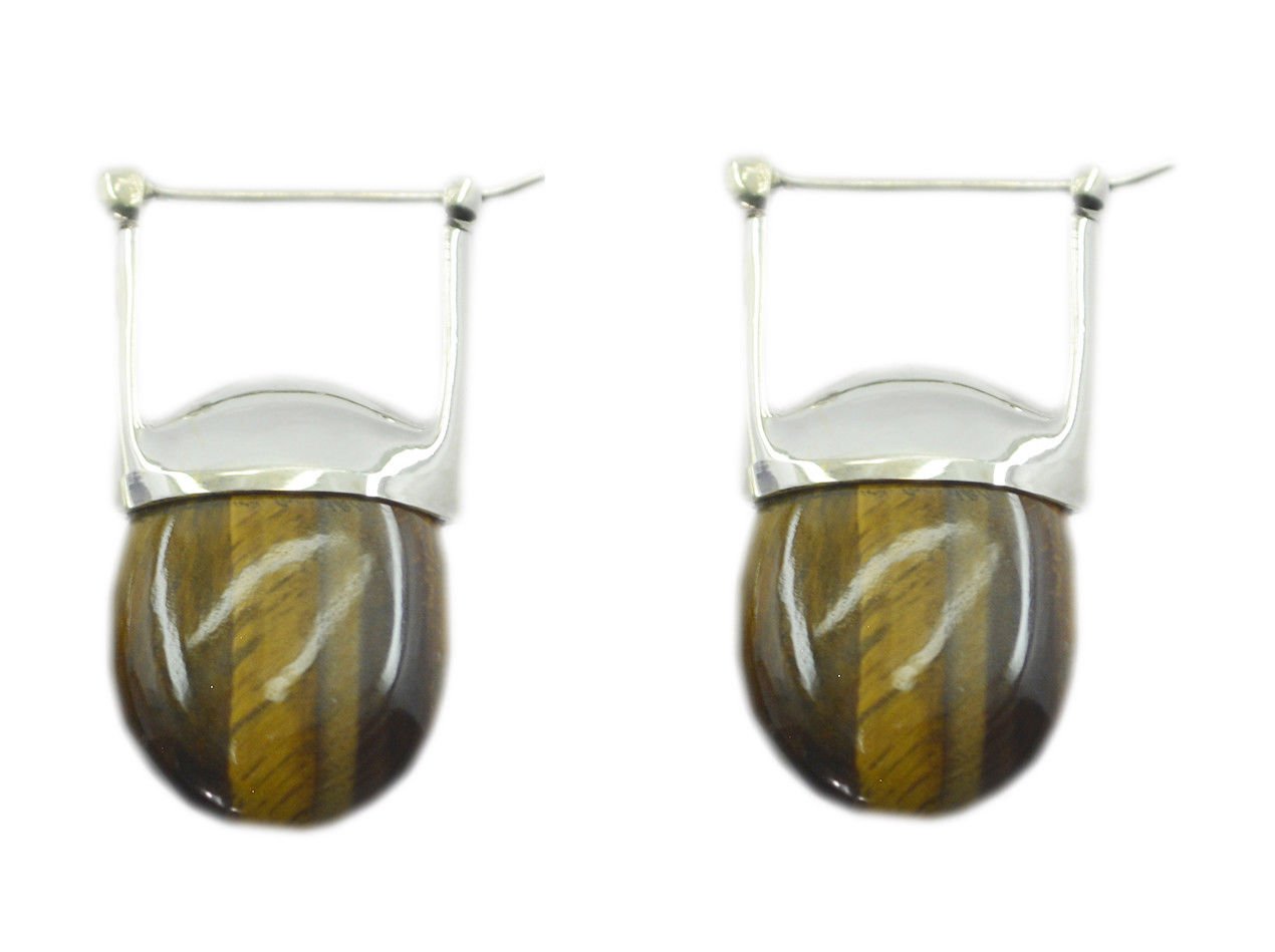 comely Tiger Eye 925 Sterling Silver Brown Earring Natural supplies US