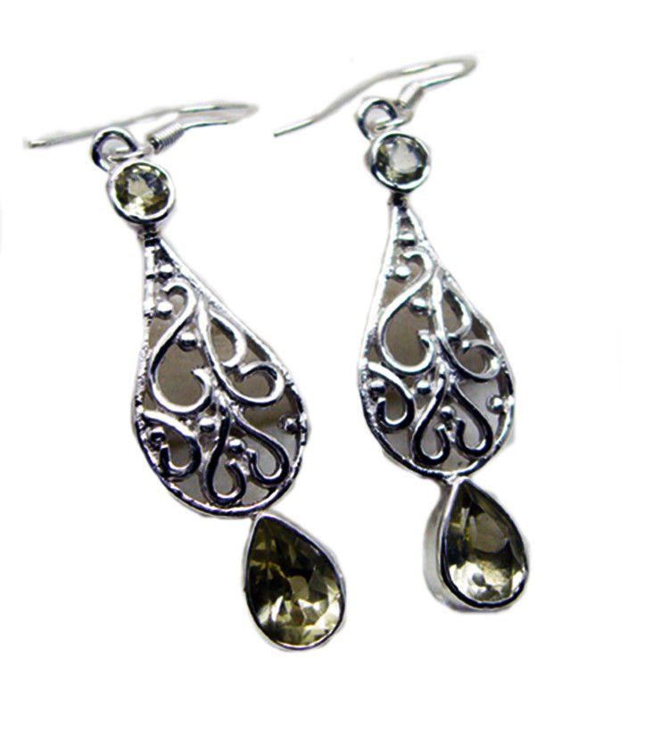 splendid Lemon Quartz 925 Sterling Silver Yellow Earring Natural simply US