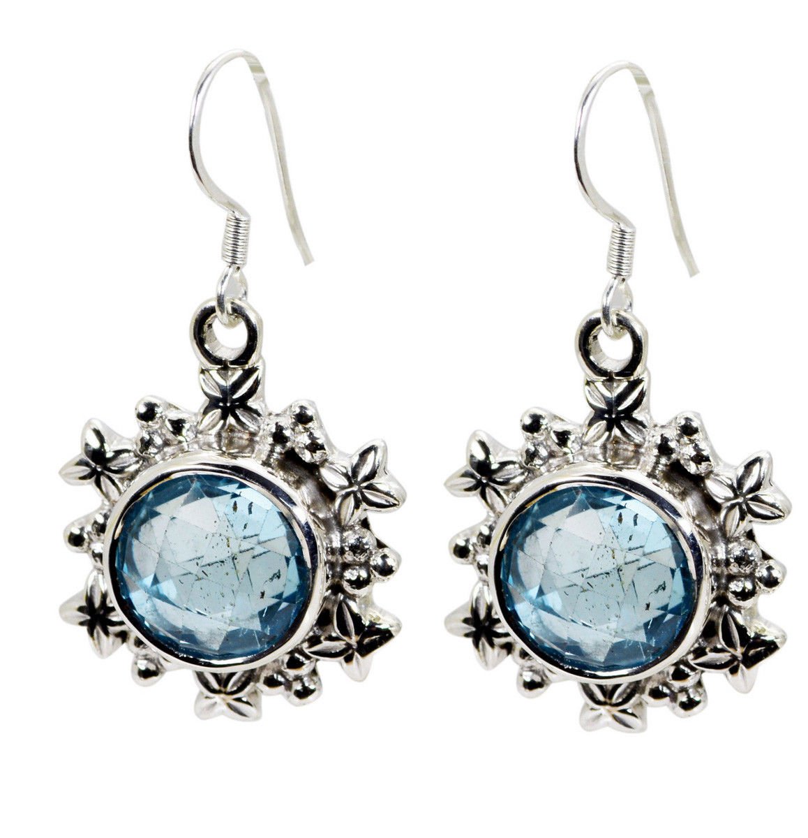 inviting Blue Topaz 925 Solid Sterling Silver Blue Earring Natural gemstone US