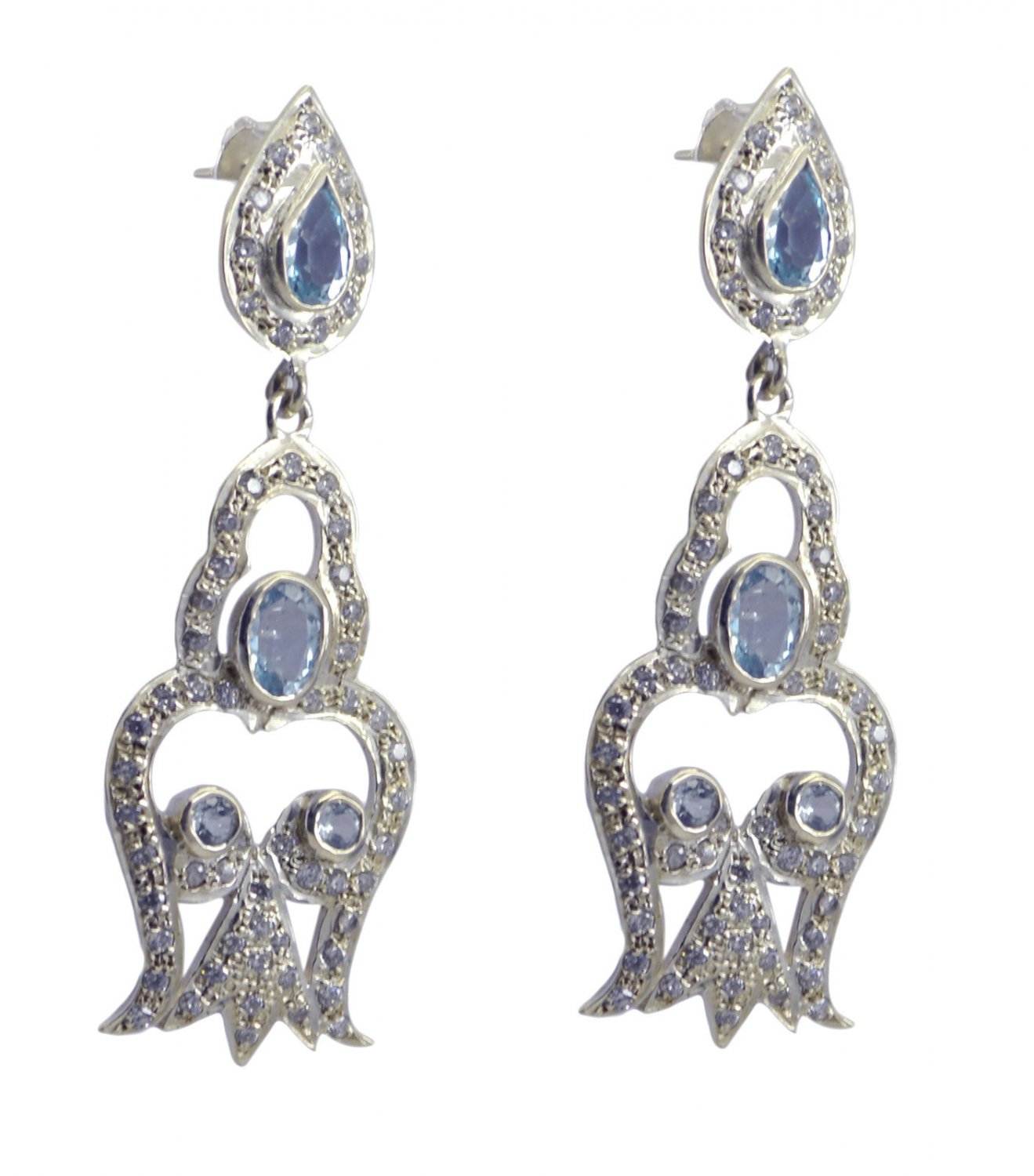 classy Blue Topaz 925 Sterling Silver Blue Earring genuine ordinary US