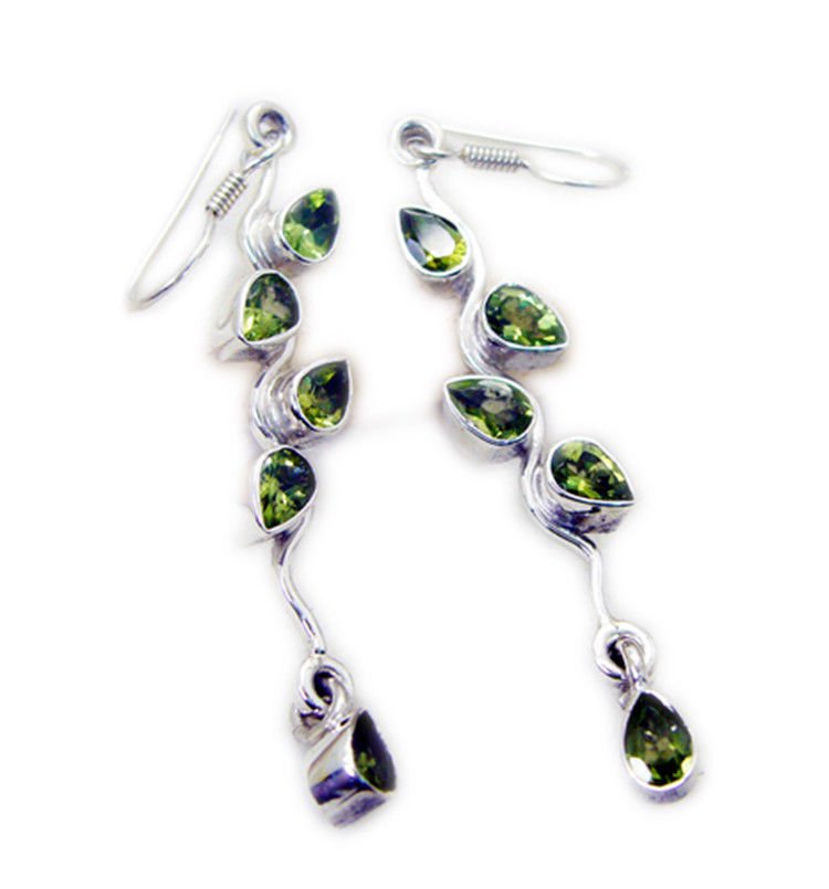 fine Peridot 925 Sterling Silver Green Earring genuine indian US