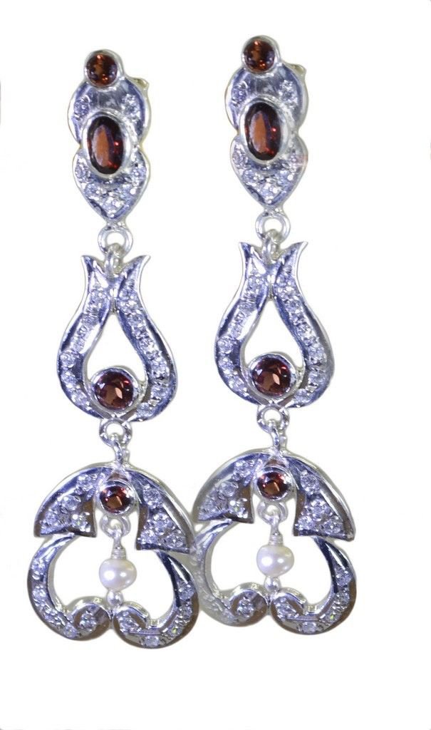 pleasing Garnet 925 Solid Sterling Silver Red Earring Natural freely US