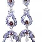 pleasing Garnet 925 Solid Sterling Silver Red Earring Natural freely US