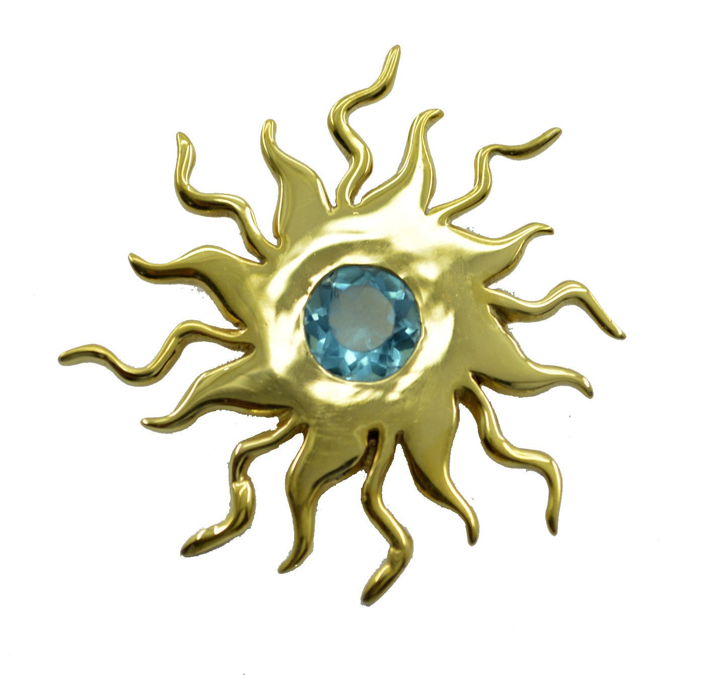 classy Blue Topaz CZ Gold Plated Blue Pendant Fashion suppiler US