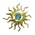 classy Blue Topaz CZ Gold Plated Blue Pendant Fashion suppiler US