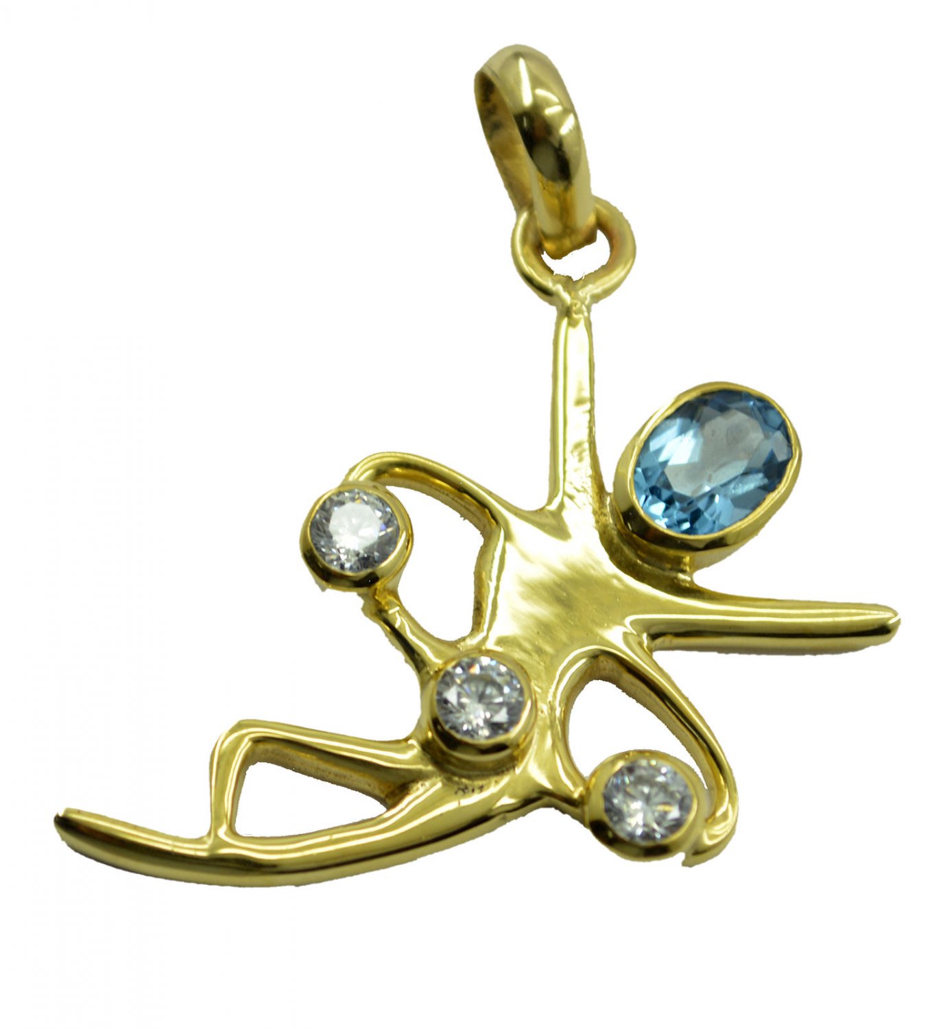 delicate Blue Topaz CZ Gold Plated Blue Pendant Fashion supply US