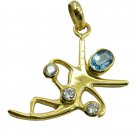 delicate Blue Topaz CZ Gold Plated Blue Pendant Fashion supply US