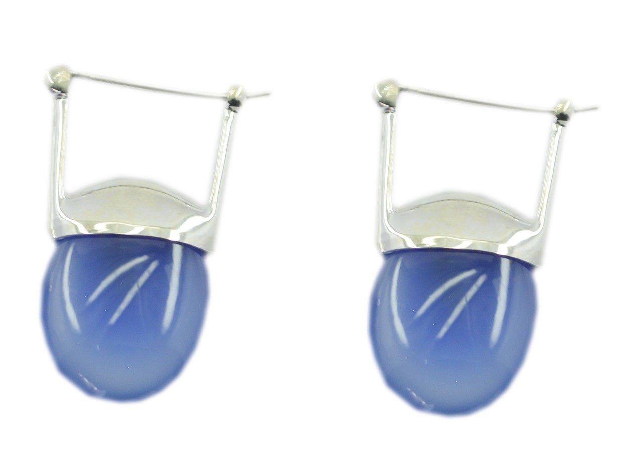 delicate Blue Chalcedony 925 Sterling Silver Blue Earring Natural indian US