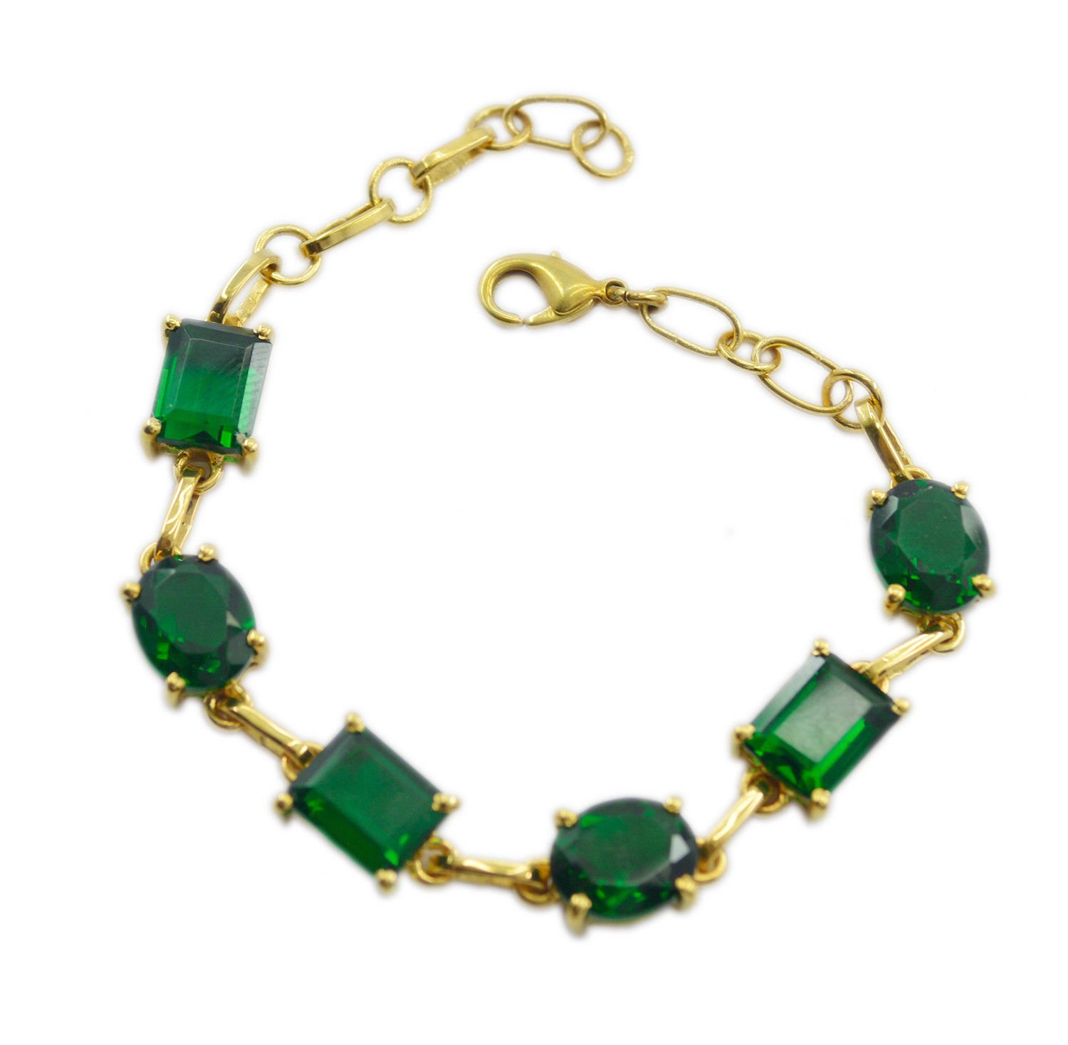 handsome Emerald CZ Gold Plated Green Bracelet genuine normaly US gift