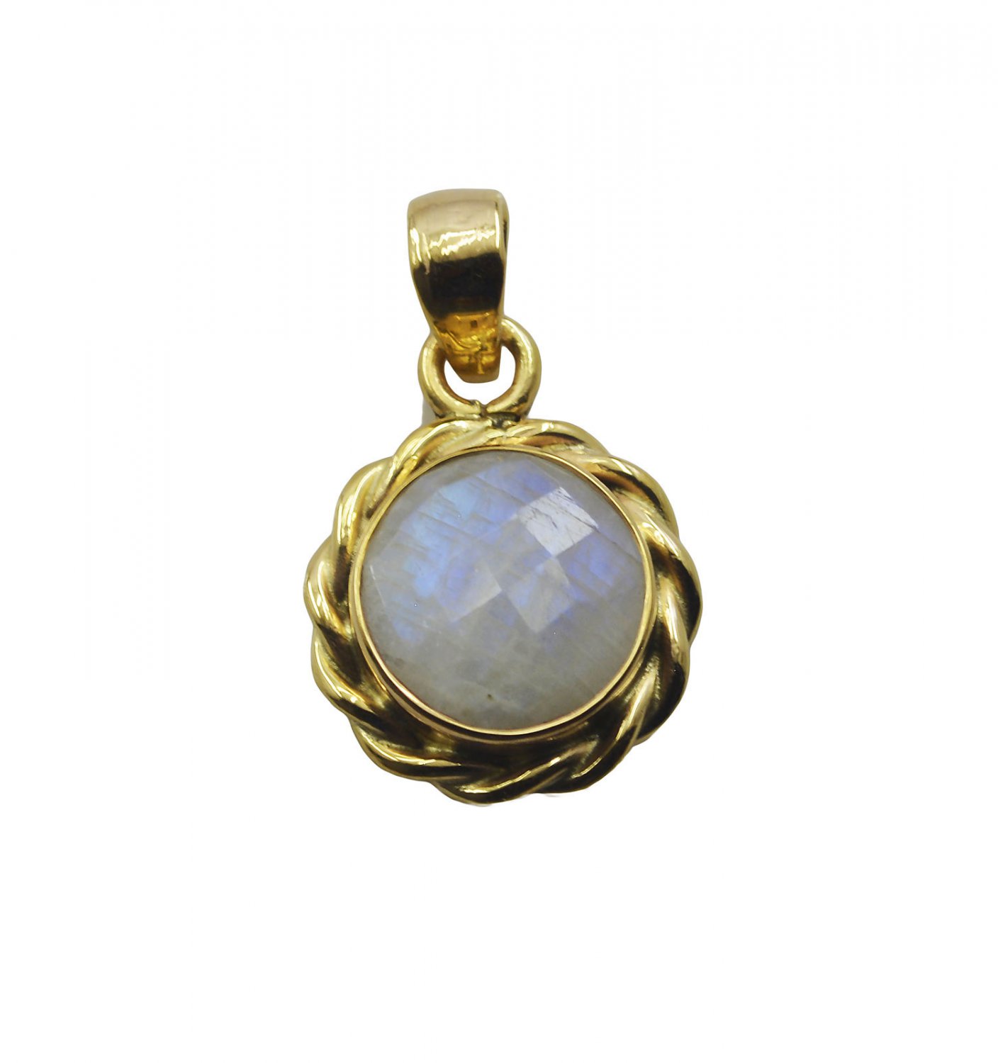 fine-looking Rainbow Moonstone Gold Plated White Pendant Fashion india US