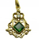 inviting Emerald CZ Gold Plated Green Pendant Glass Designer US