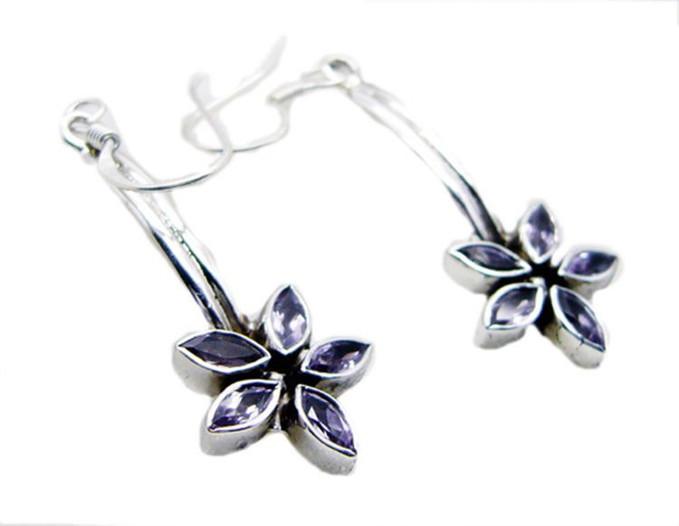 pulchritudinous Amethyst 925 Sterling Silver Purple Earring genuine Designer US