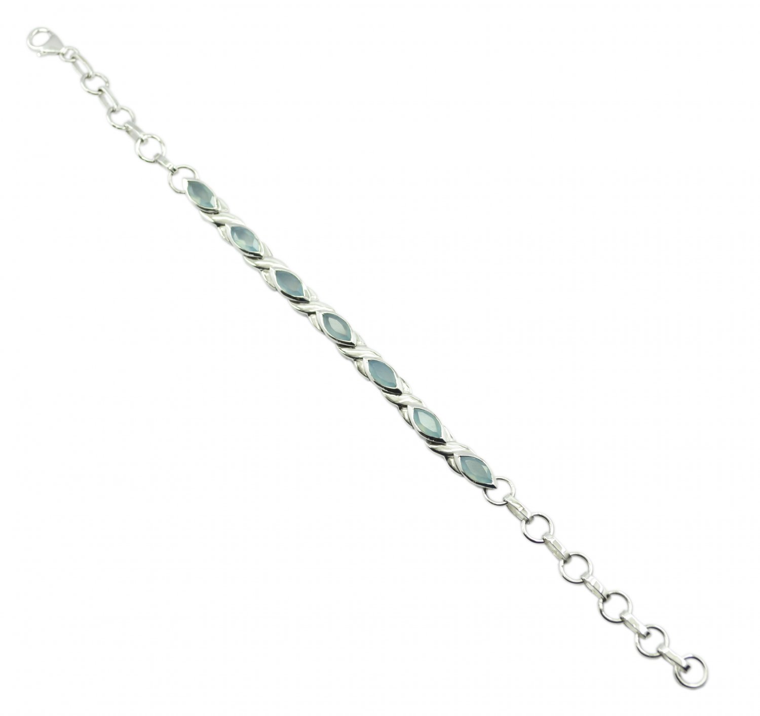 gorgeous Chalcedony 925 Sterling Silver Blue Bracelet Natural exporter US