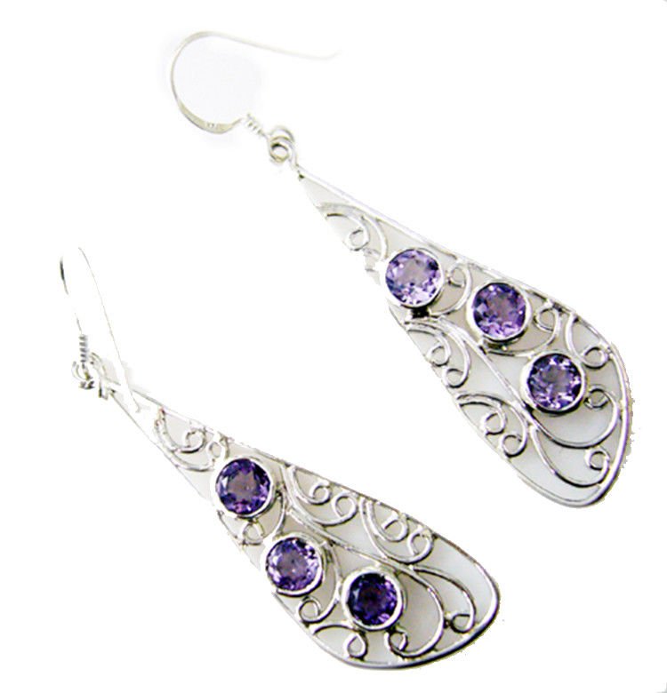 comely Amethyst 925 Sterling Silver Purple Earring Natural indian US