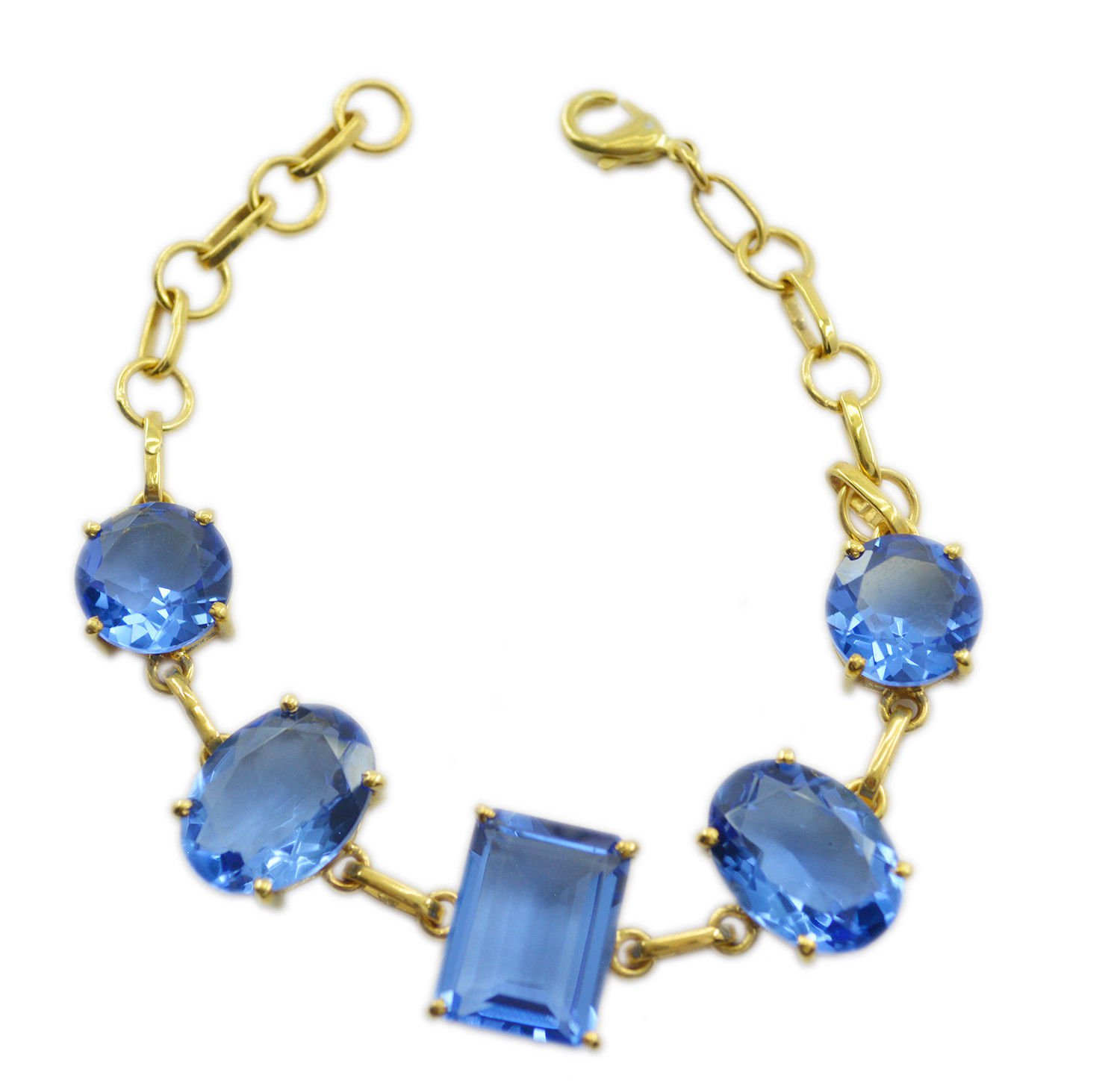 grand Blue Shappire CZ Gold Plated Blue Bracelet genuine jaipur US gift