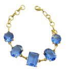 grand Blue Shappire CZ Gold Plated Blue Bracelet genuine jaipur US gift