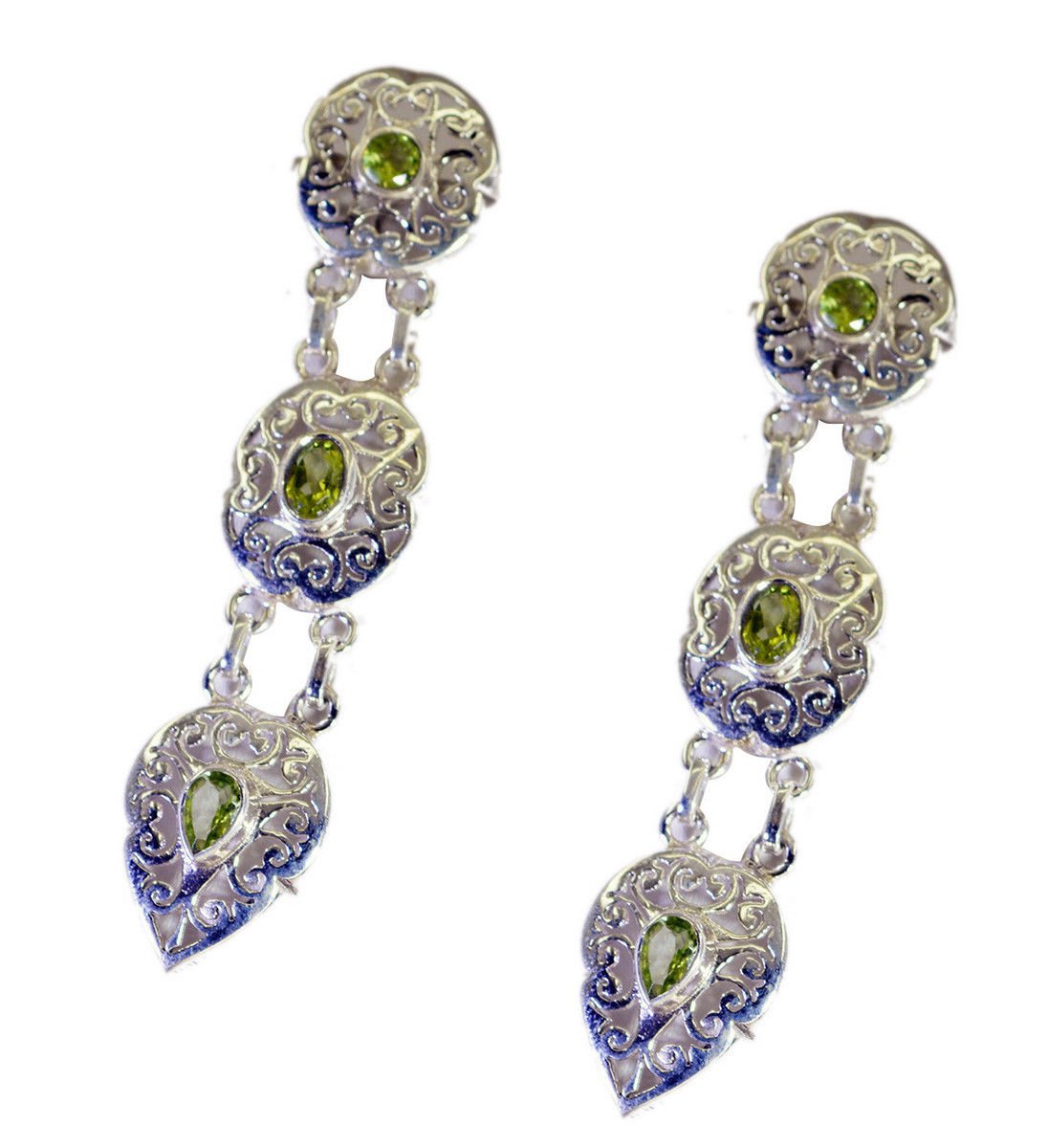 comely Peridot 925 Solid Sterling Silver Green Earring genuine normaly US