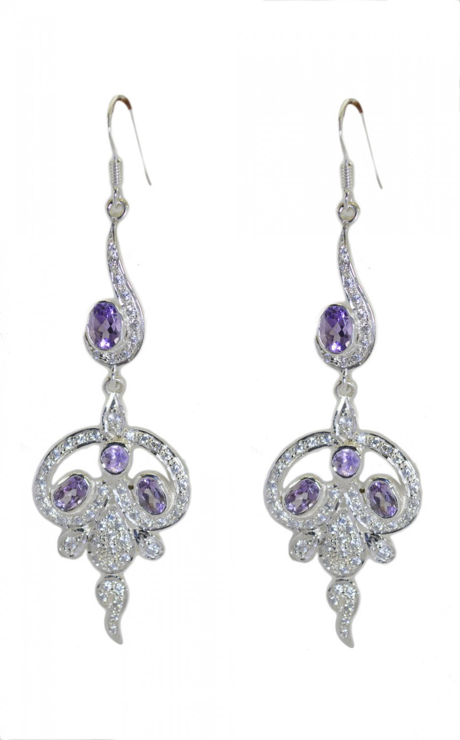 cute Amethyst 925 Solid Sterling Silver Purple Earring Natural usually US