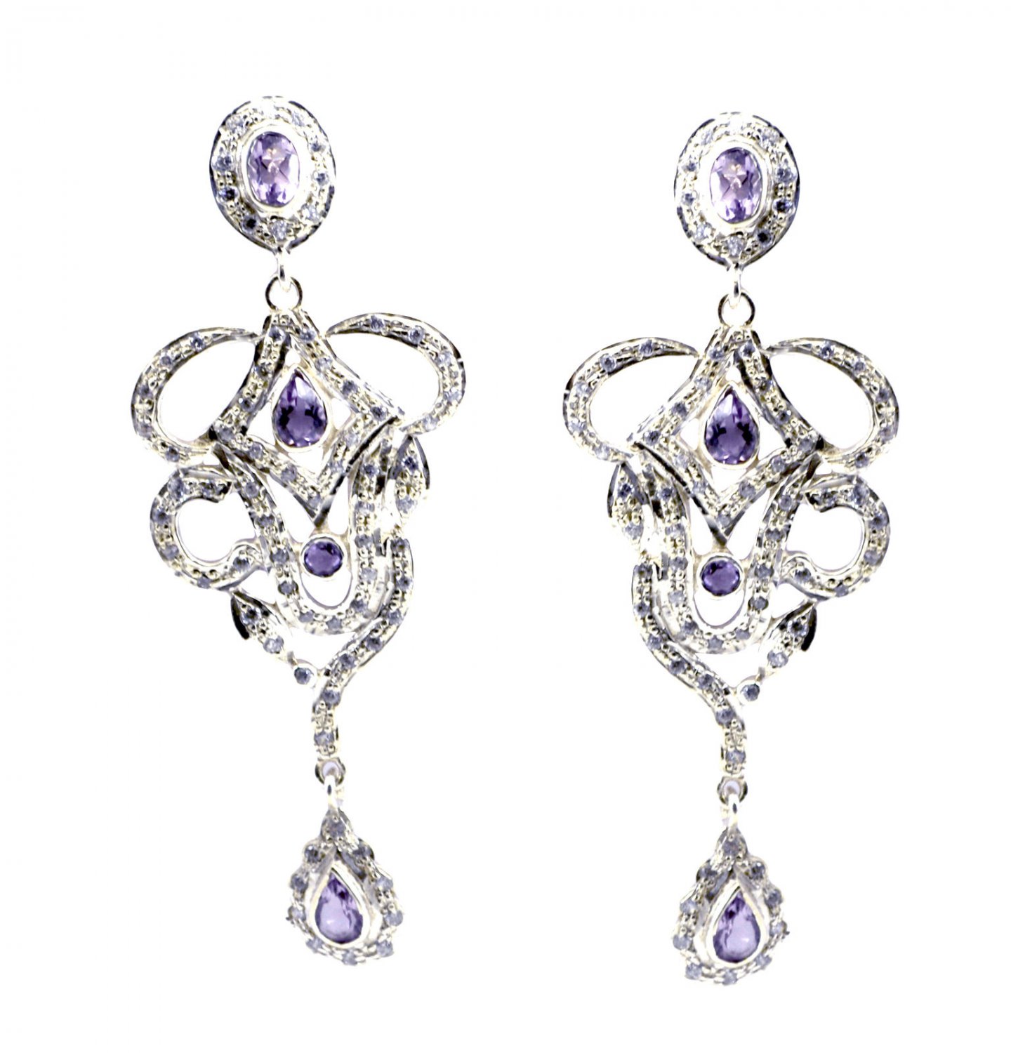 captivating Amethyst Solid Sterling Silver Purple Earring genuine gemstone US