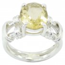 refined real Citrine Yellow Gems Silver Ring gift for ladies and gent US SZ 5-14