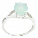 fair Aqua Chalcedony 925 Sterling Silver Blue Ring genuine jaipur US