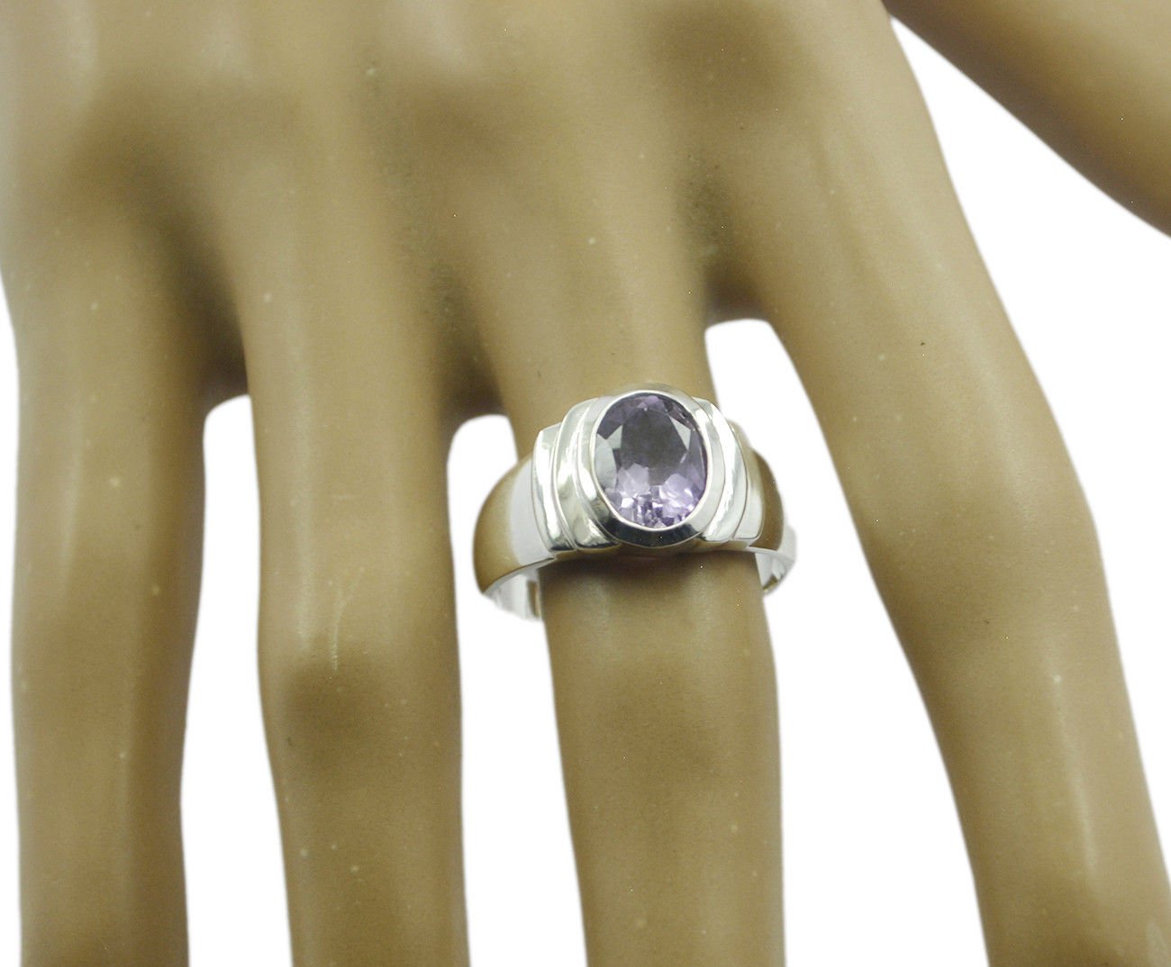 resplendent Natural Amethyst Purple Gemstone Silver Ring gift for friends  US SZ