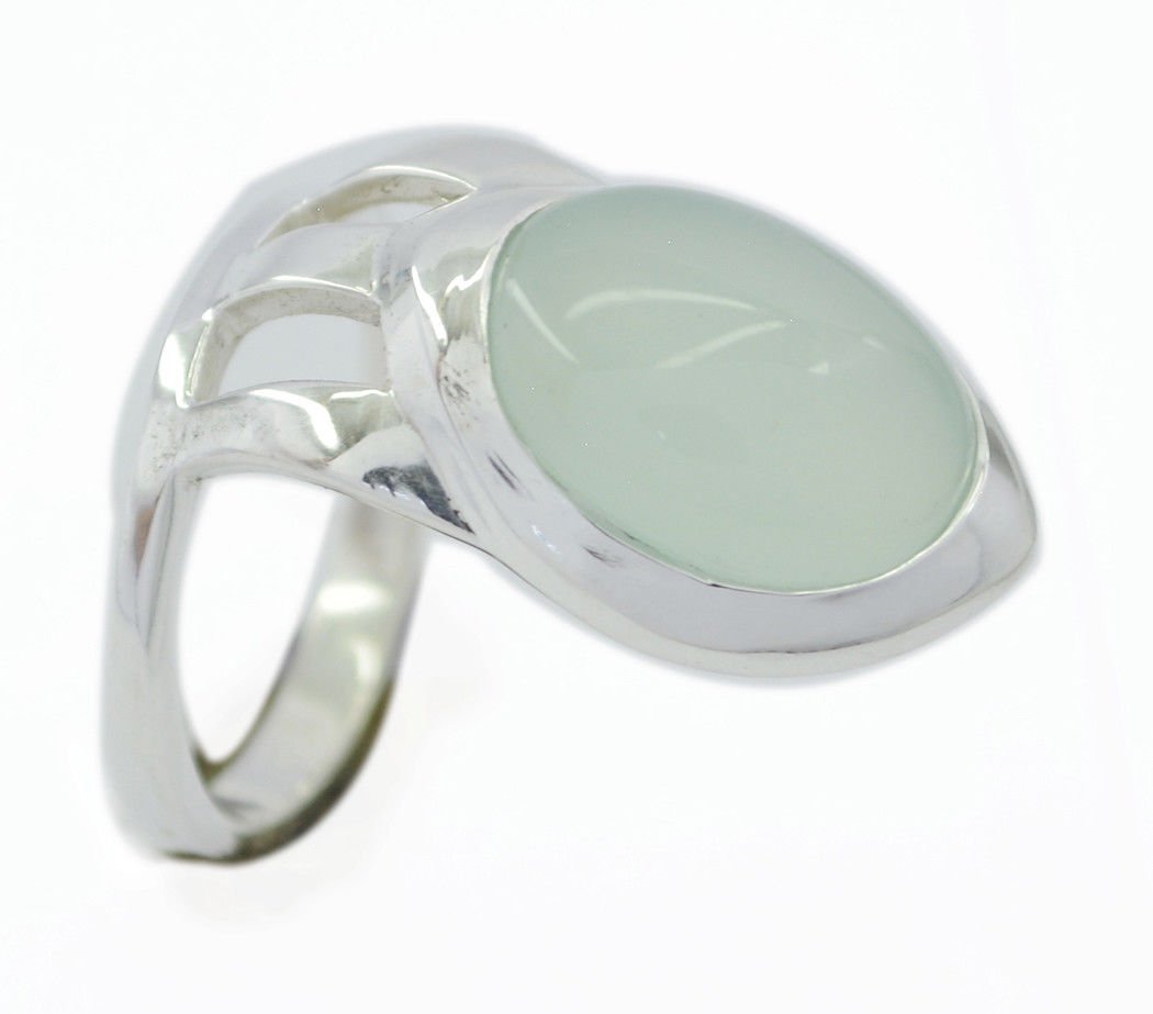 nice Natural Chalcedony Blue Gemstone Silver Ring st. patricks day US SZ 5-14
