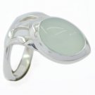 nice Natural Chalcedony Blue Gemstone Silver Ring st. patricks day US SZ 5-14