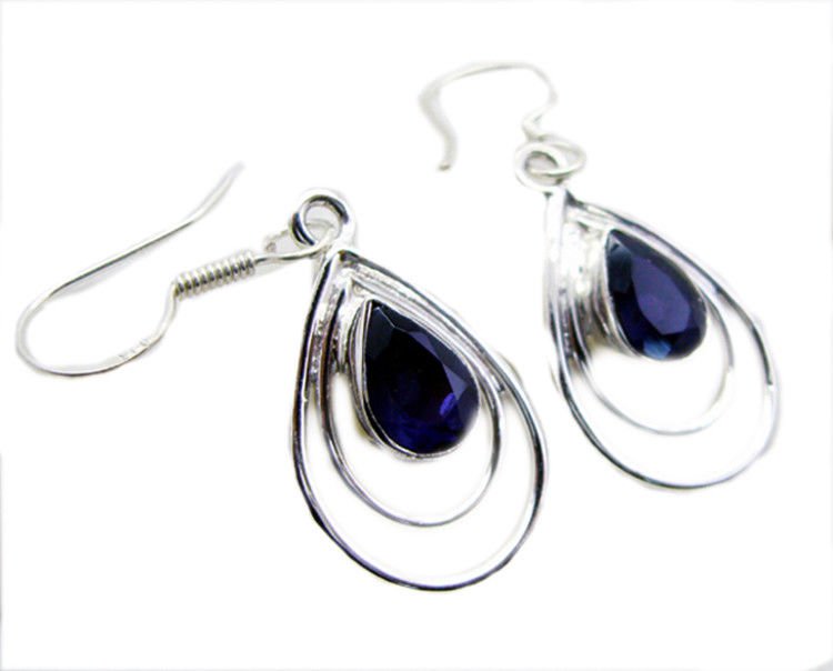 attractive Iolite 925 Sterling Silver Blue Earring genuine jewelry US