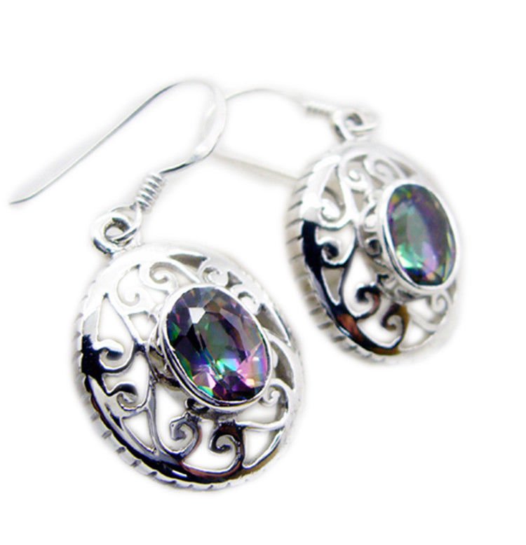 exquisite Mystic Quartz 925 Sterling Silver Multi Earring genuine normaly US