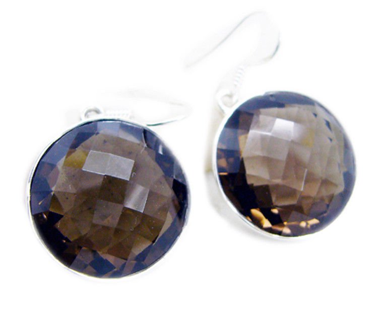 resplendent Smoky Quartz 925 Sterling Silver Brown Earring genuine normaly US