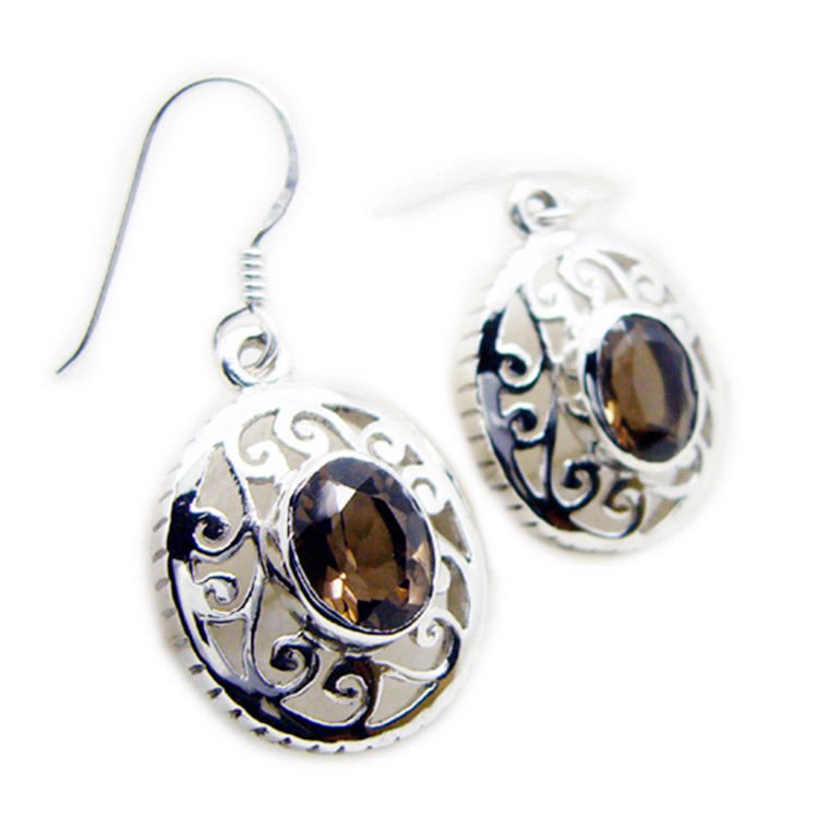 attractive Smoky Quartz 925 Sterling Silver Brown Earring Natural regular US