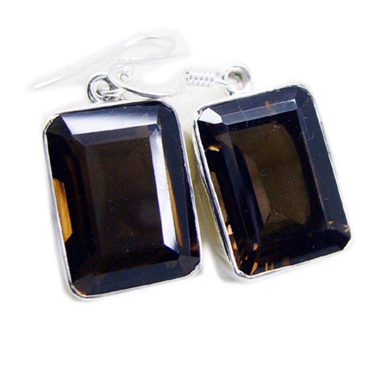 comely Smoky Quartz 925 Sterling Silver Brown Earring Natural usually US