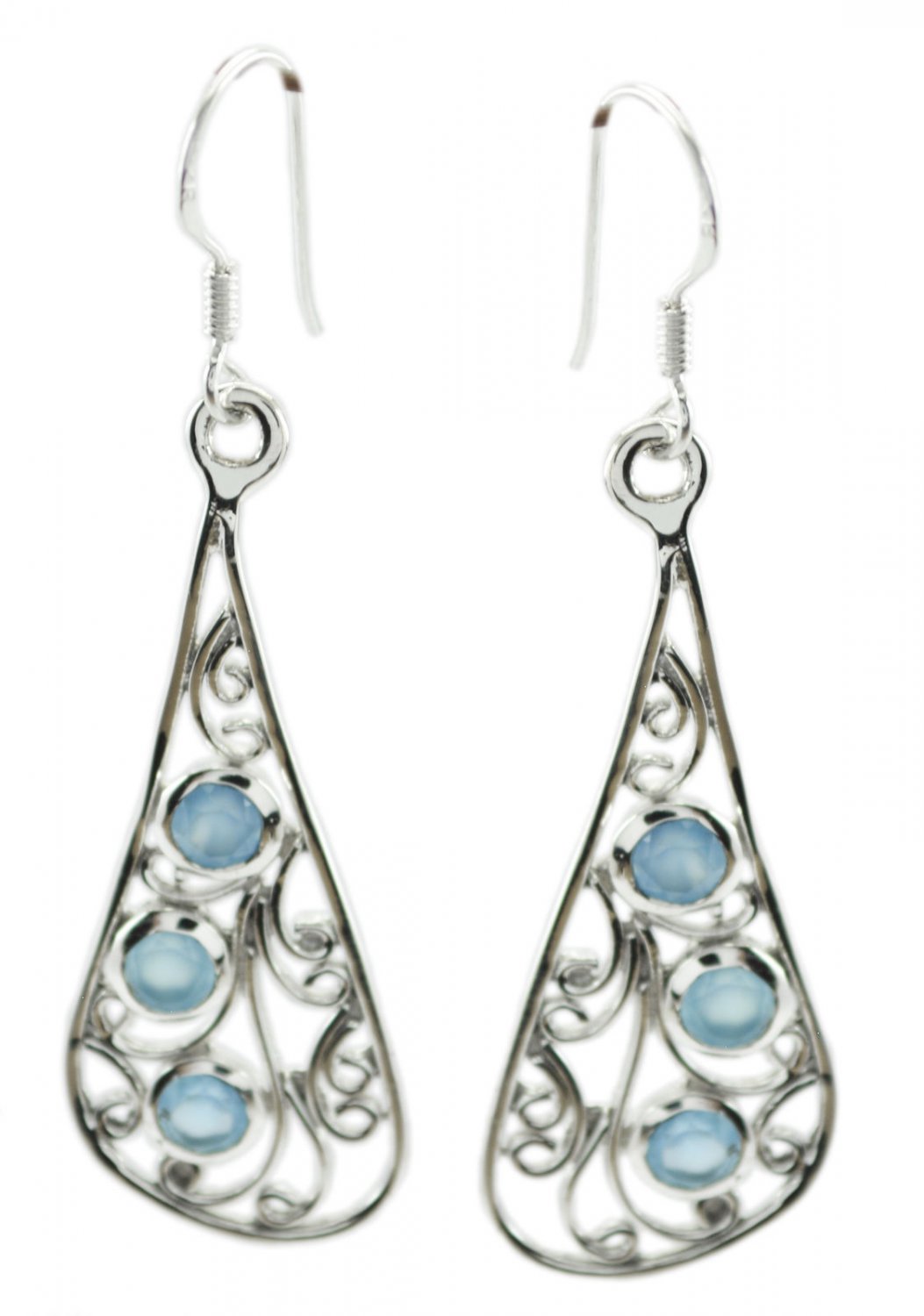 handsome Blue Chalcedony 925 Sterling Silver Blue Earring Natural gemstone US