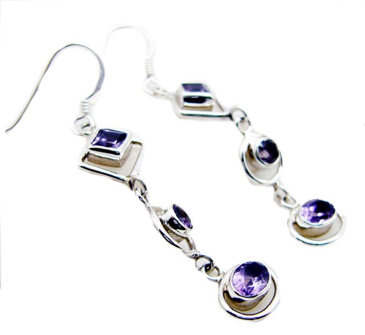 elegant Amethyst 925 Sterling Silver Purple Earring Natural jaipur US