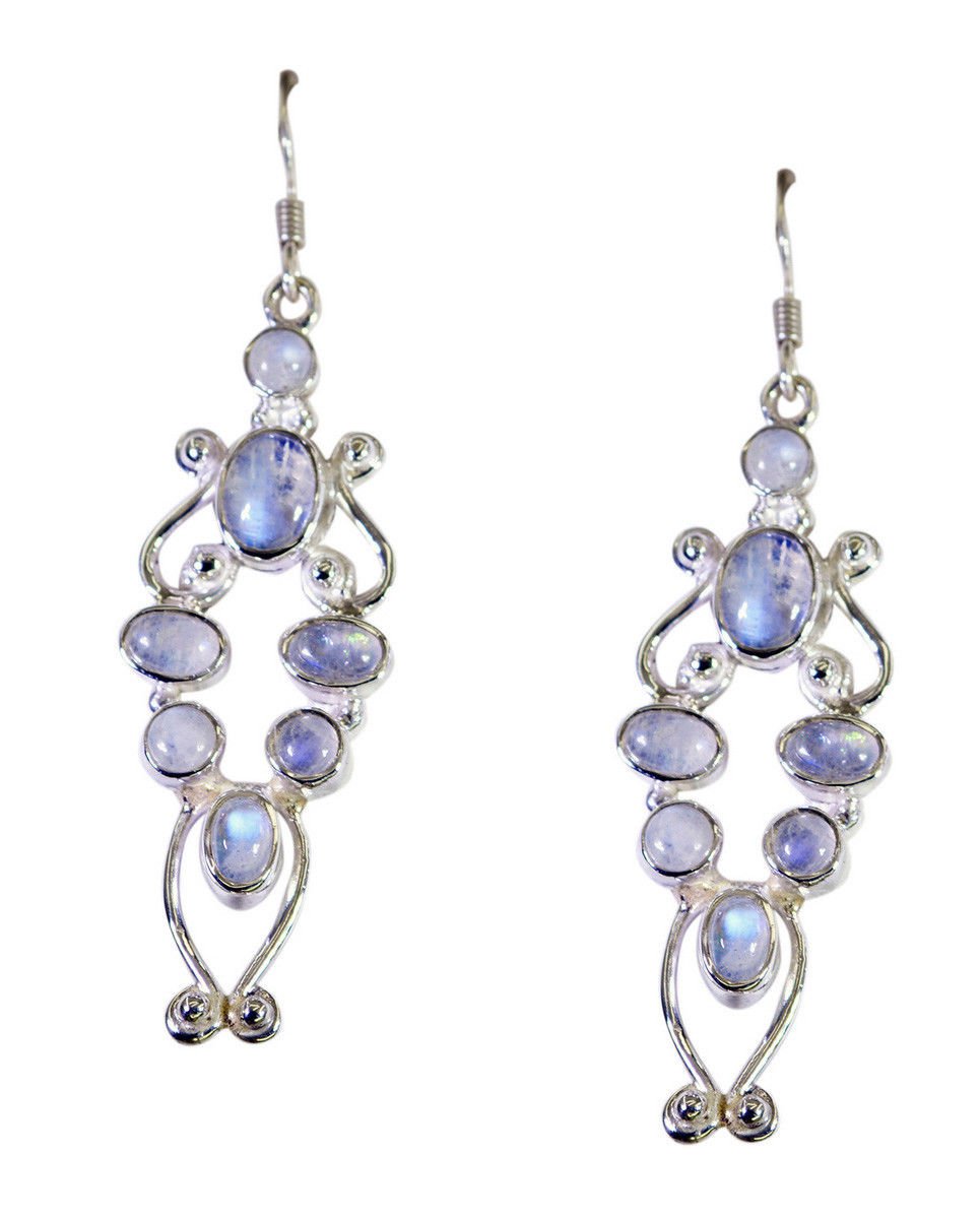 classy Rainbow Moonstone 925 Solid Silver White Earring genuine simply US