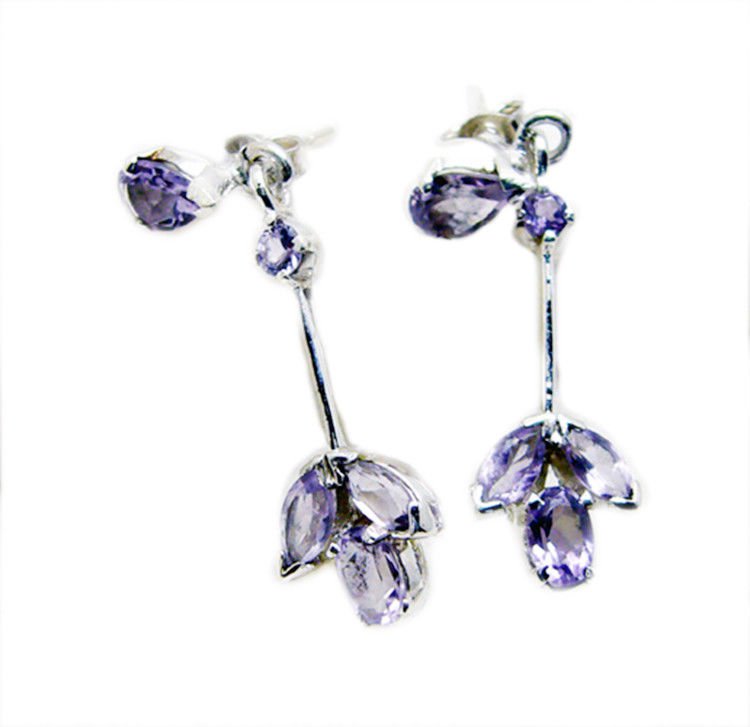 attractive Amethyst 925 Sterling Silver Purple Earring Natural handcrafted US