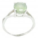 Nice Ring Genuine Perhnite Green Gemstones Silver Ring gift Father US 4-11