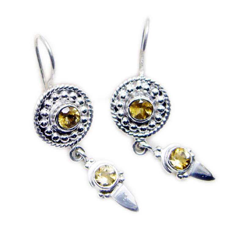 bewitching Citrine 925 Sterling Silver Yellow Earring genuine handcrafted US
