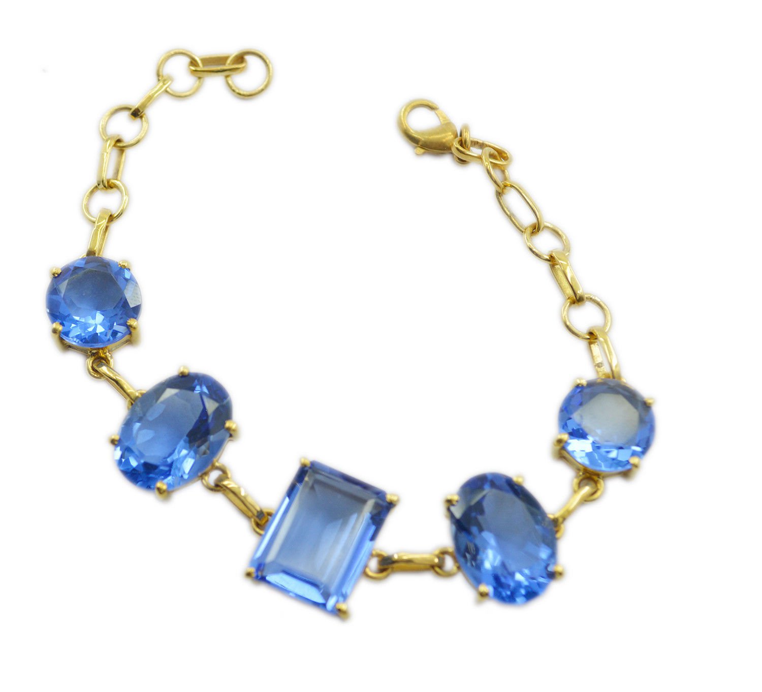 ideal Blue Shappire CZ Gold Plated Blue Bracelet Natural india US gift