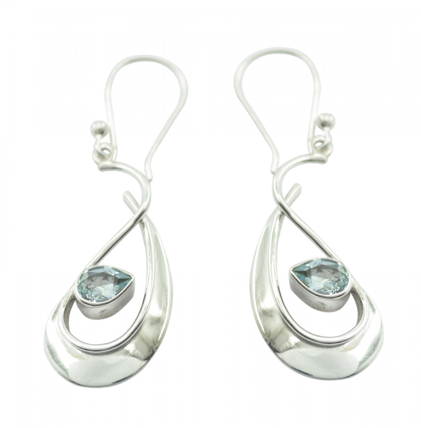 charming Blue Topaz 925 Solid Sterling Silver Blue Earring Natural gemstone US