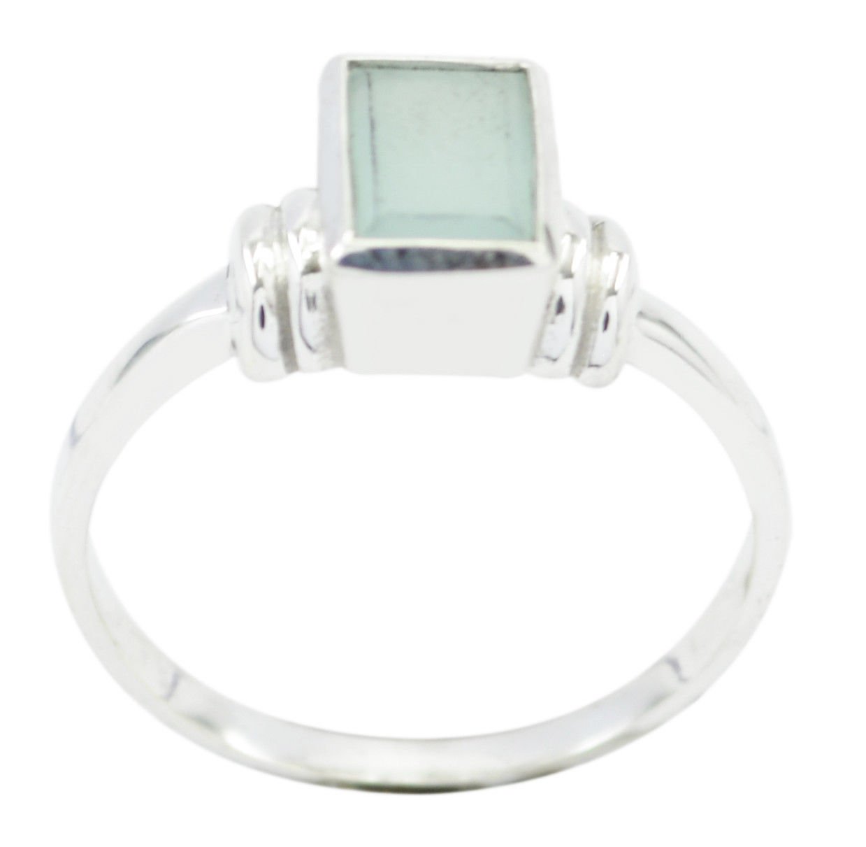 attractive Natural Chalcedony Blue Gemstone Silver Ring gift for friend US SZ5-9