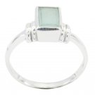 attractive Natural Chalcedony Blue Gemstone Silver Ring gift for friend US SZ5-9