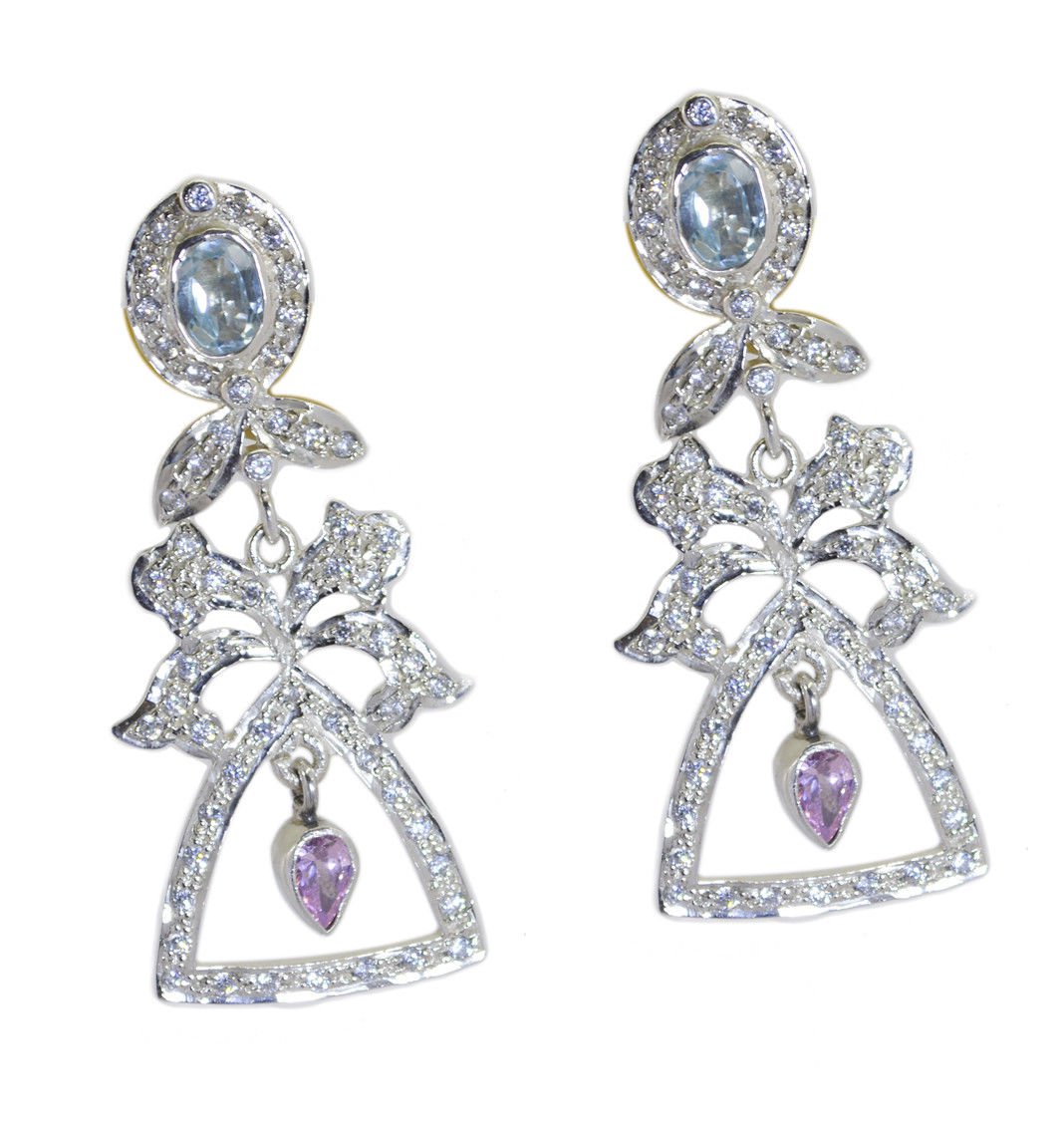 handsome Multi CZ 925 Solid Sterling Silver Multi Earring genuine ordinary US