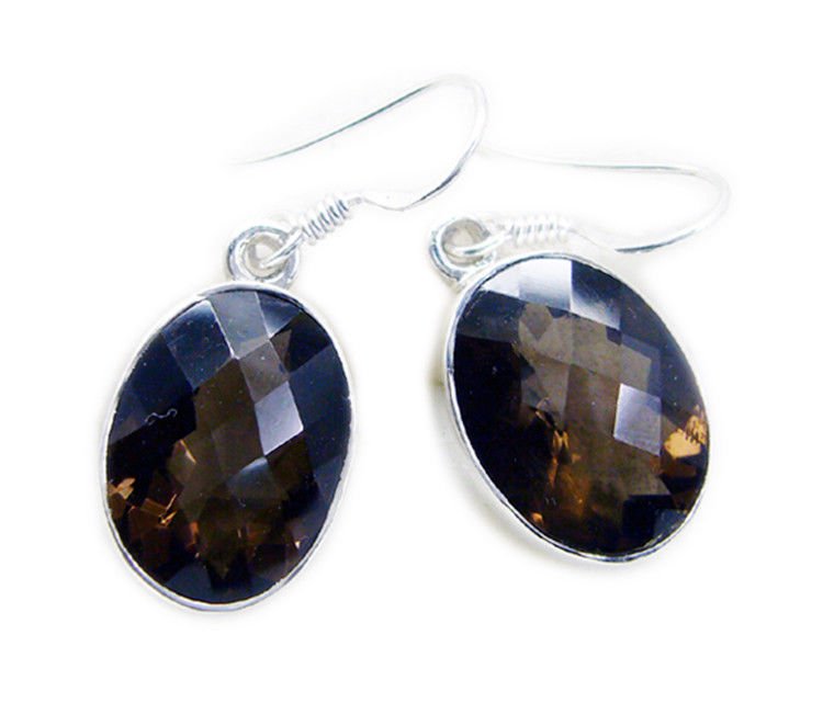 splendid Smoky Quartz 925 Sterling Silver Brown Earring genuine freely US