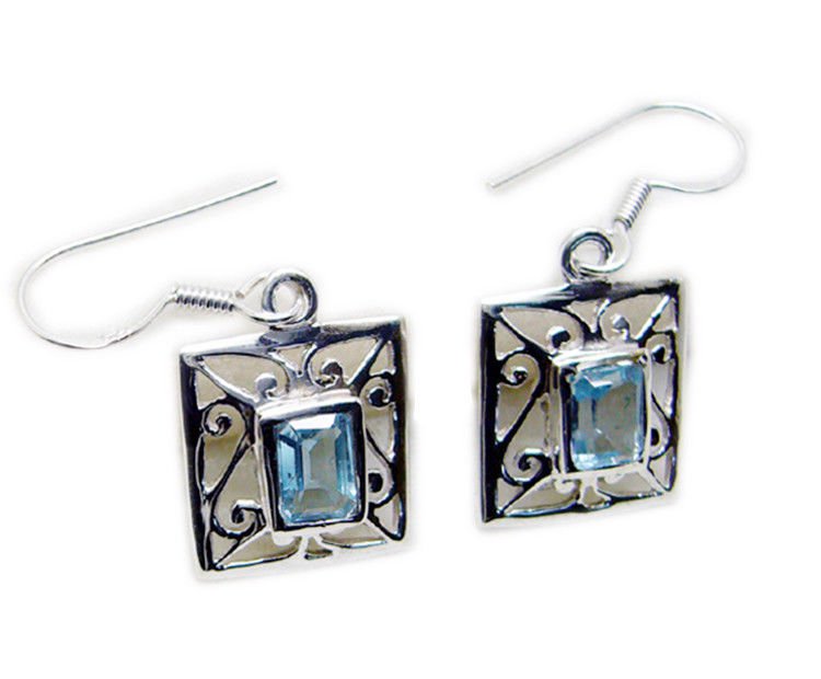 bonnie Blue Topaz 925 Sterling Silver Blue Earring Natural indian US