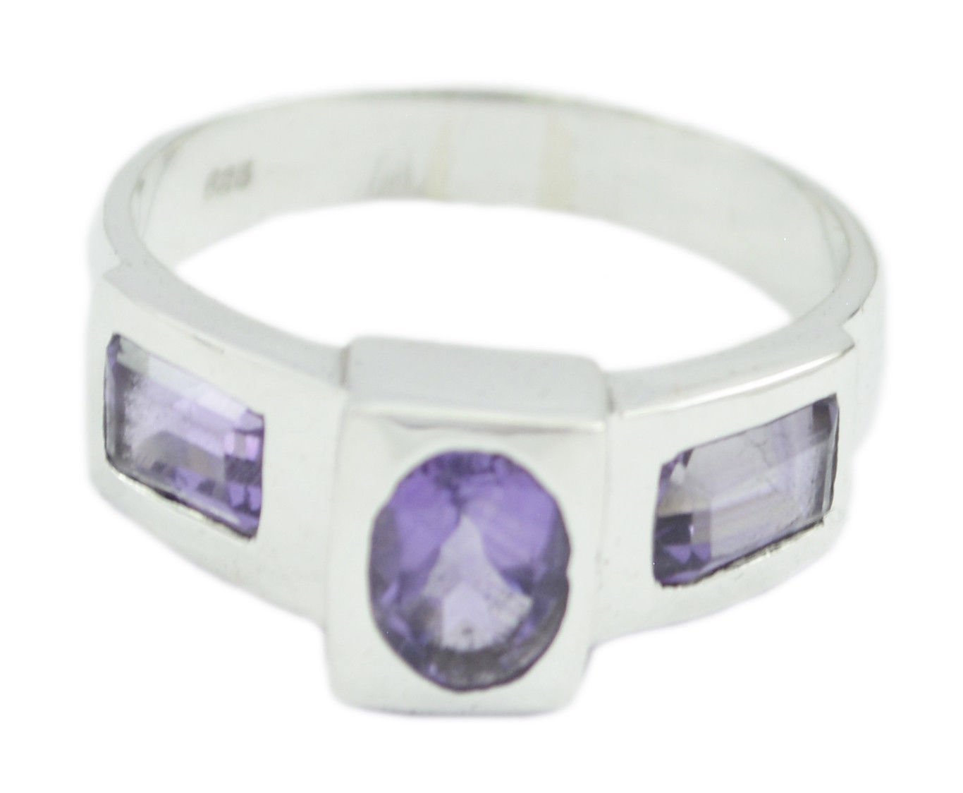 bewitching Natural Amethyst Purple Gemstone Silver Ring gift for girlfriend US S