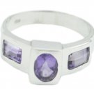 bewitching Natural Amethyst Purple Gemstone Silver Ring gift for girlfriend US S